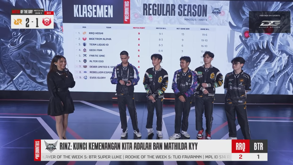 Hasil dan Klasemen Week 6 MPL ID Season 14, RRQ Pucuk, EVOS Ulang Sejarah Kelam